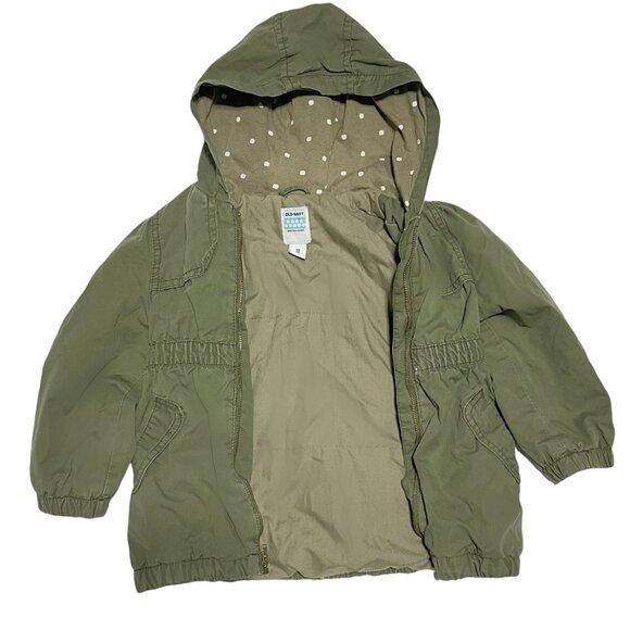 Old Navy Toddler Girls Hooded Lined Cargo Jacket Olive Green - Picture 3 of 4